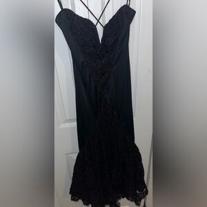 Elegant Black Red Lace Women's Dress